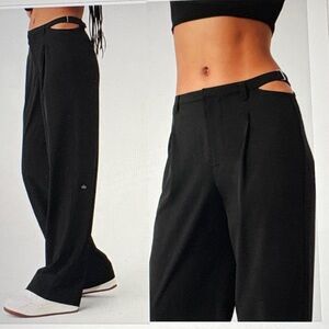 ALO Yoga Black Wide-Leg Cutout Waist Pants